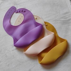 Lot of 3 Silicone Bibs For Baby Toddler